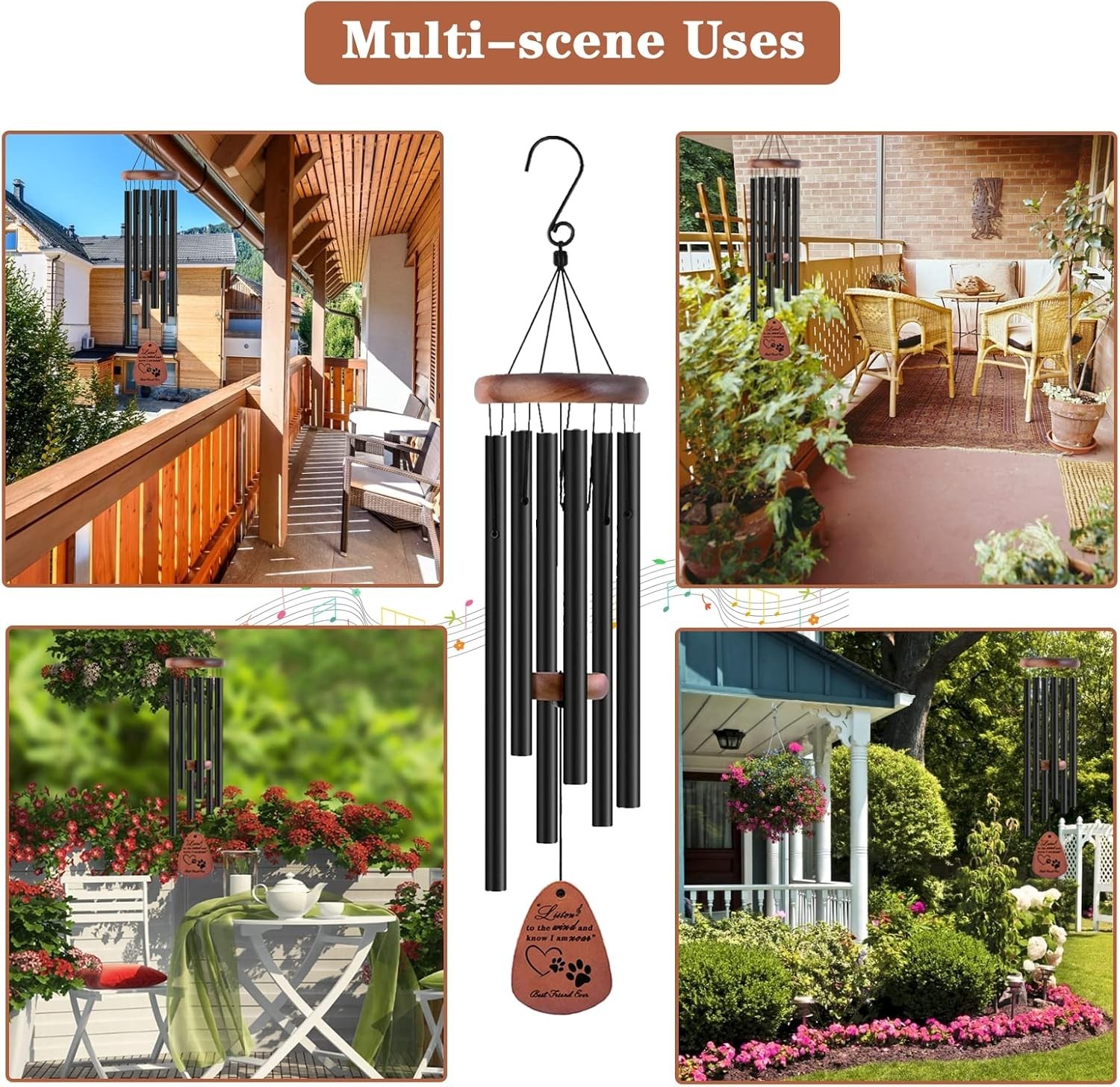 28″ Dog Pet Memorial Wind Chime Sympathy Gift Aluminum Decor
