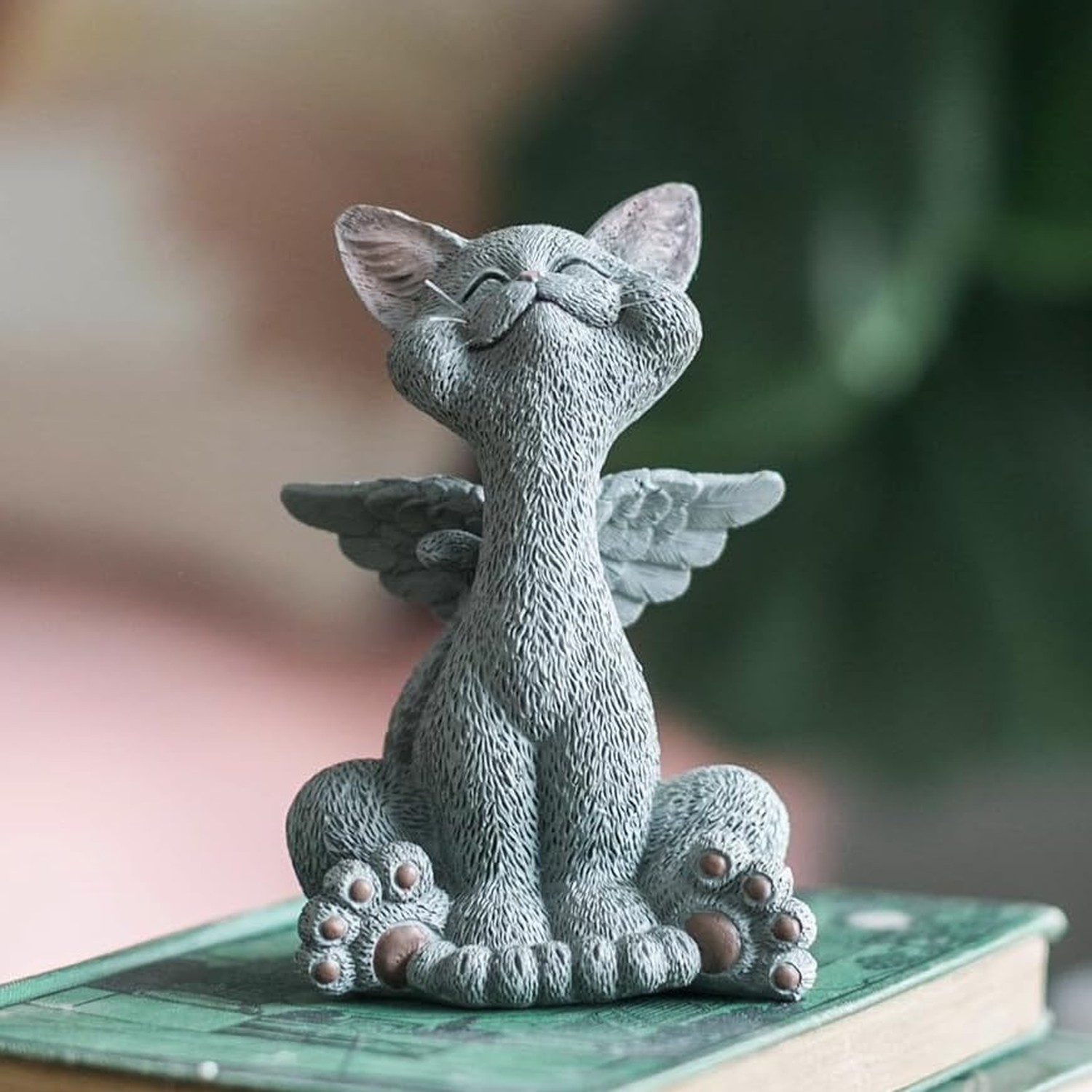 5″ Bereavement Cat Angel Figurine – Resin Memorial Kitty Statue with Wings