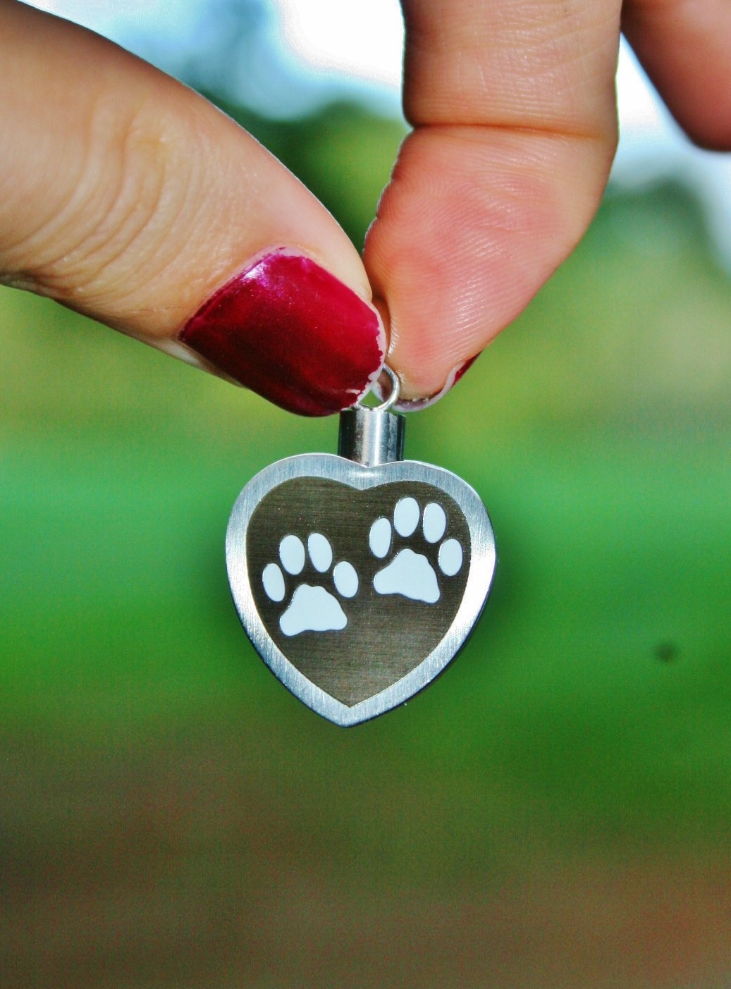Cremation Jewelry Pendant Urn Necklace for Ashes Pet Dog Cat Paw Print Heart Ash