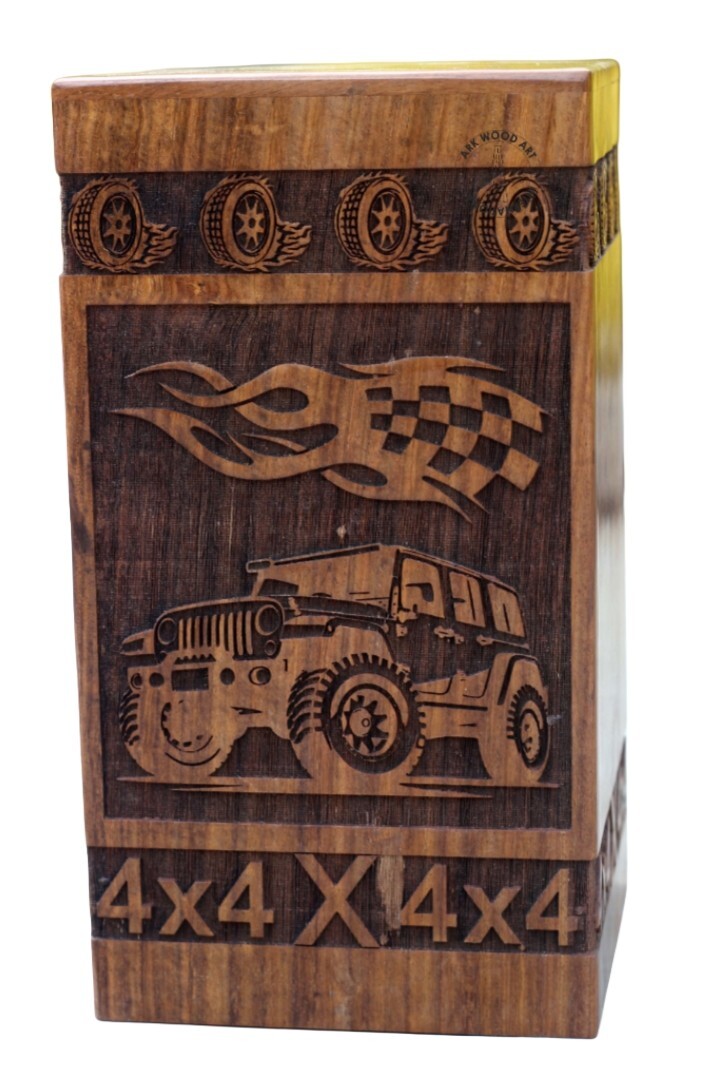 4X4 Off Road Jeep car Army Jeep Life Vehicle Truck Vintage Wheel Wooden Urns Ash