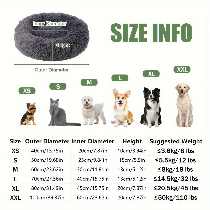 Non-Slip Dog Or Cat Beds Multiple Sizes, Calming Pet Beds For Indoor Cat Kennel
