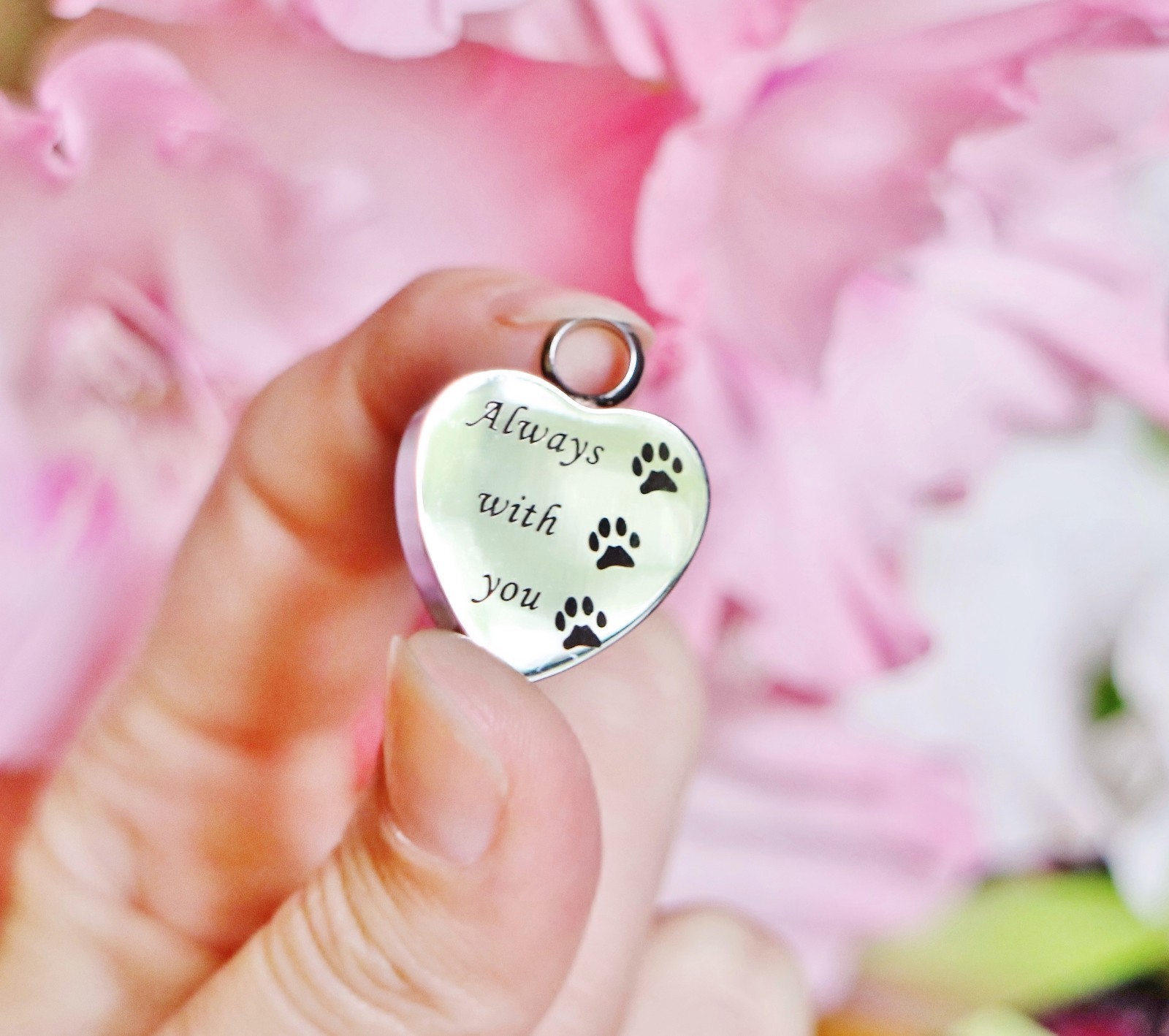 Pet Cremation Necklace Pendant Urn Paw Print Always with You Dog Cat In My Heart