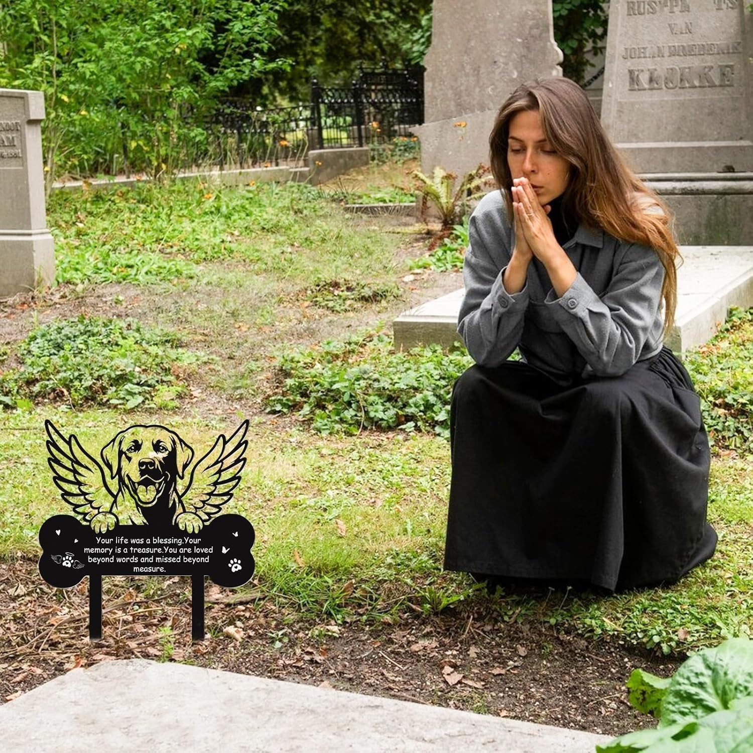Dog Grave Markers Outdoor, Mental Pet Dog Memorial Gift Decorations Outdoor, Pet