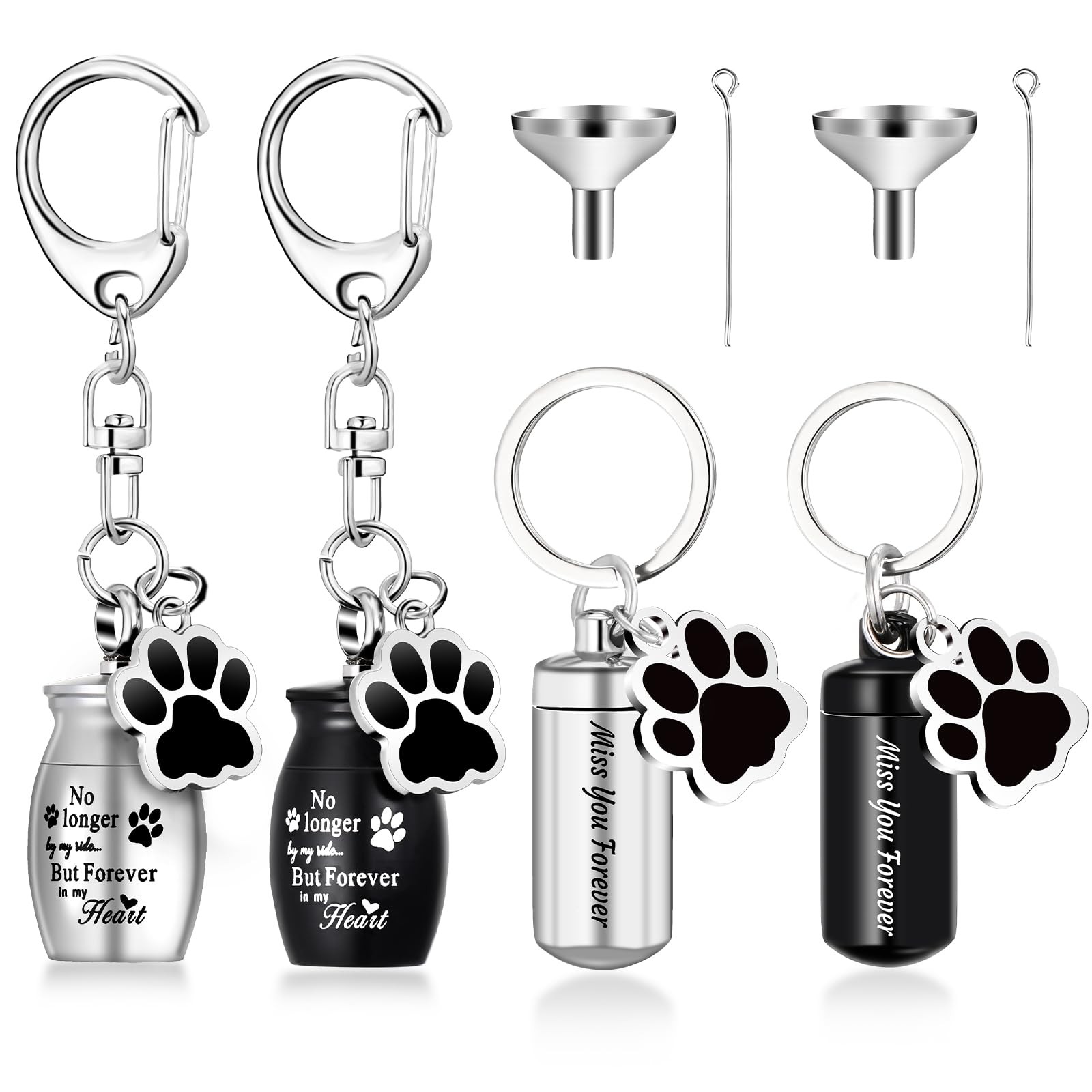 Kigeli 4 Pcs Pet Ashes Keepsake Keychain for Dog Pet Ashes Urn with 4 Pcs Fillin