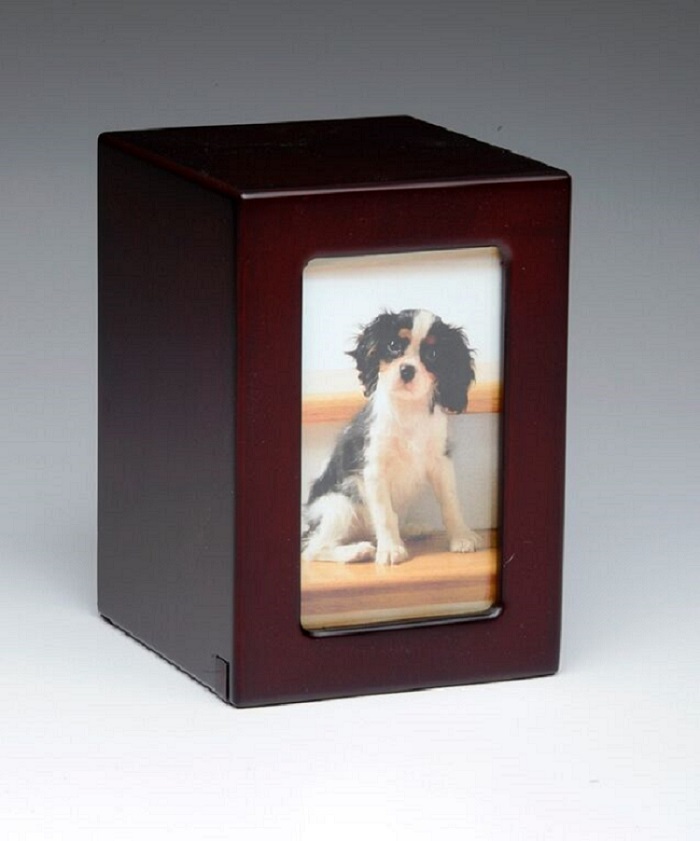 Pet Urn,Dog Cat Small Animal Cremation Urn Photobox,Pet Memorial,Color Cherry