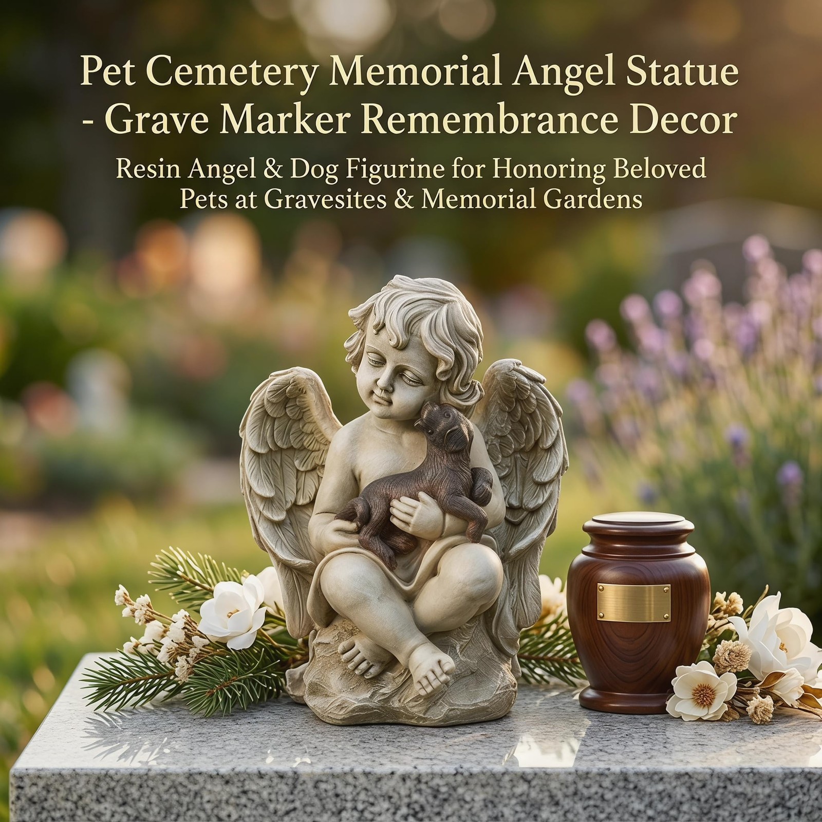 Topadorn Angel Wings Dog Memorial Statue, Heartfelt Resin Pet Figurine for Ho…