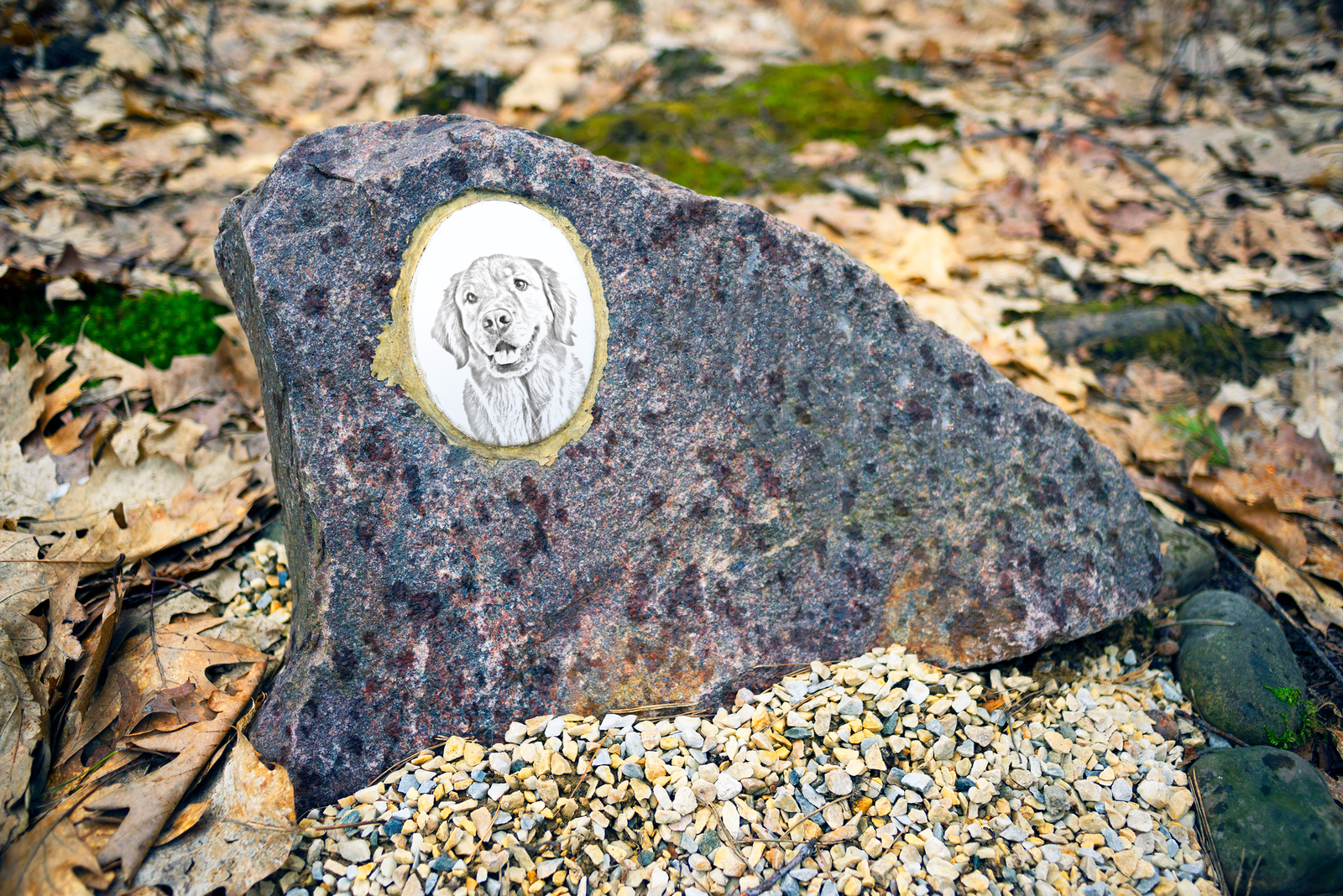 Golden Retriever Grave Plate With A Photo Of A Dog Art-Dog