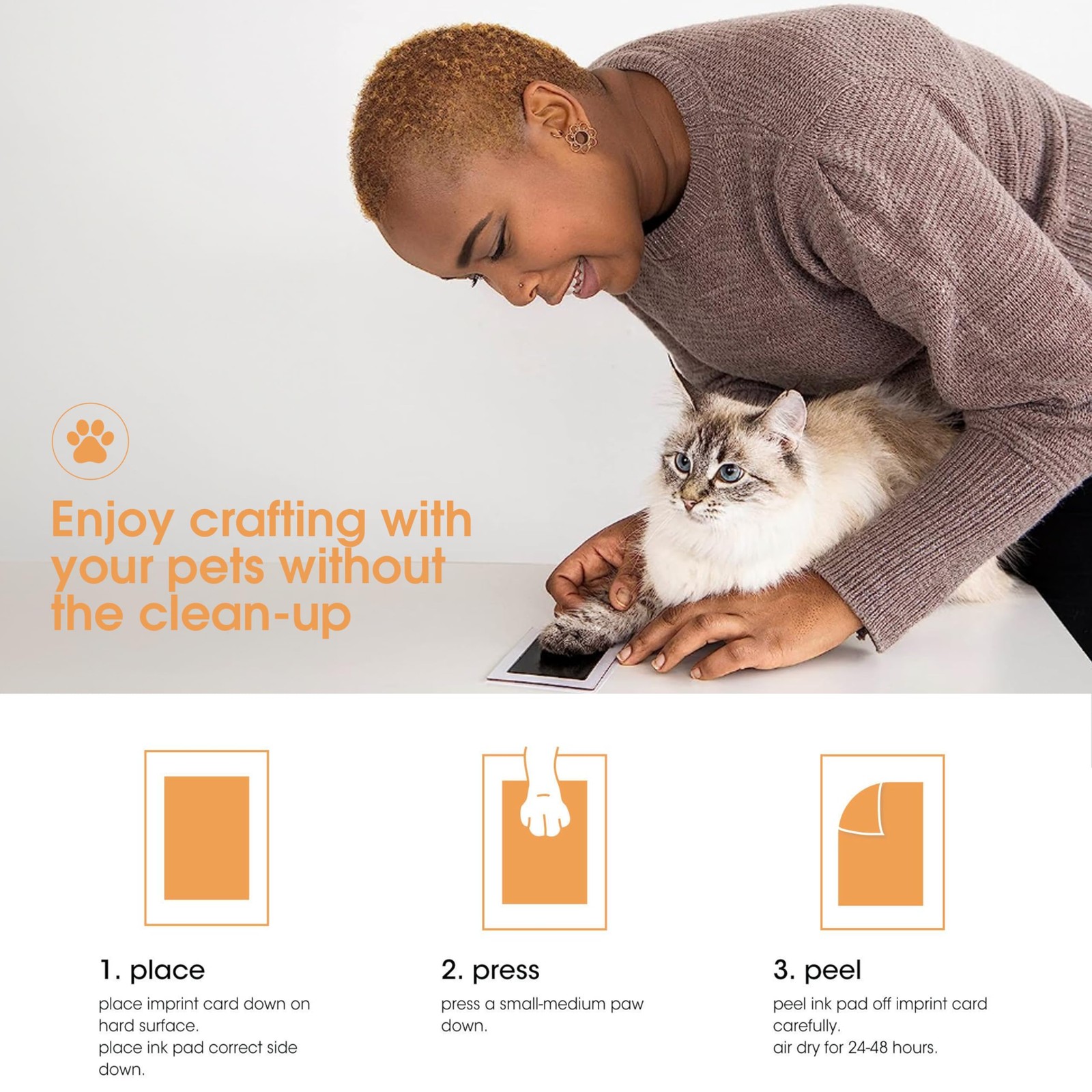 Pearhead Pet Paw Print Clean-Touch Ink Pad Kit with Imprint Cards for Cats or…