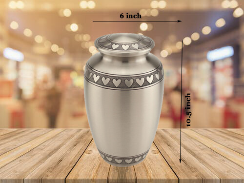Brass Pewter Heart Engraved Cremation Urn Funeral Burial Jar for Human Ashes
