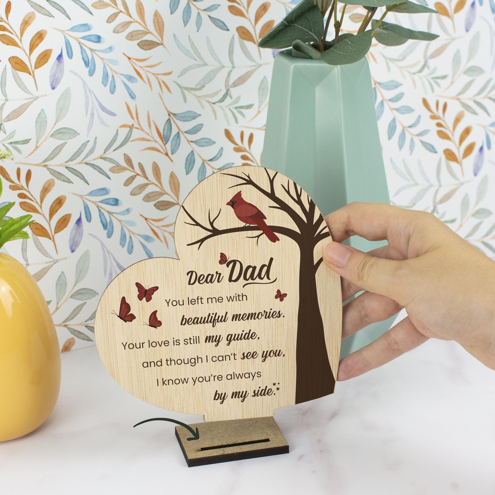Memorial Plaque for Loss of Father Wooden Sympathy Sign in Loving Memory of D…