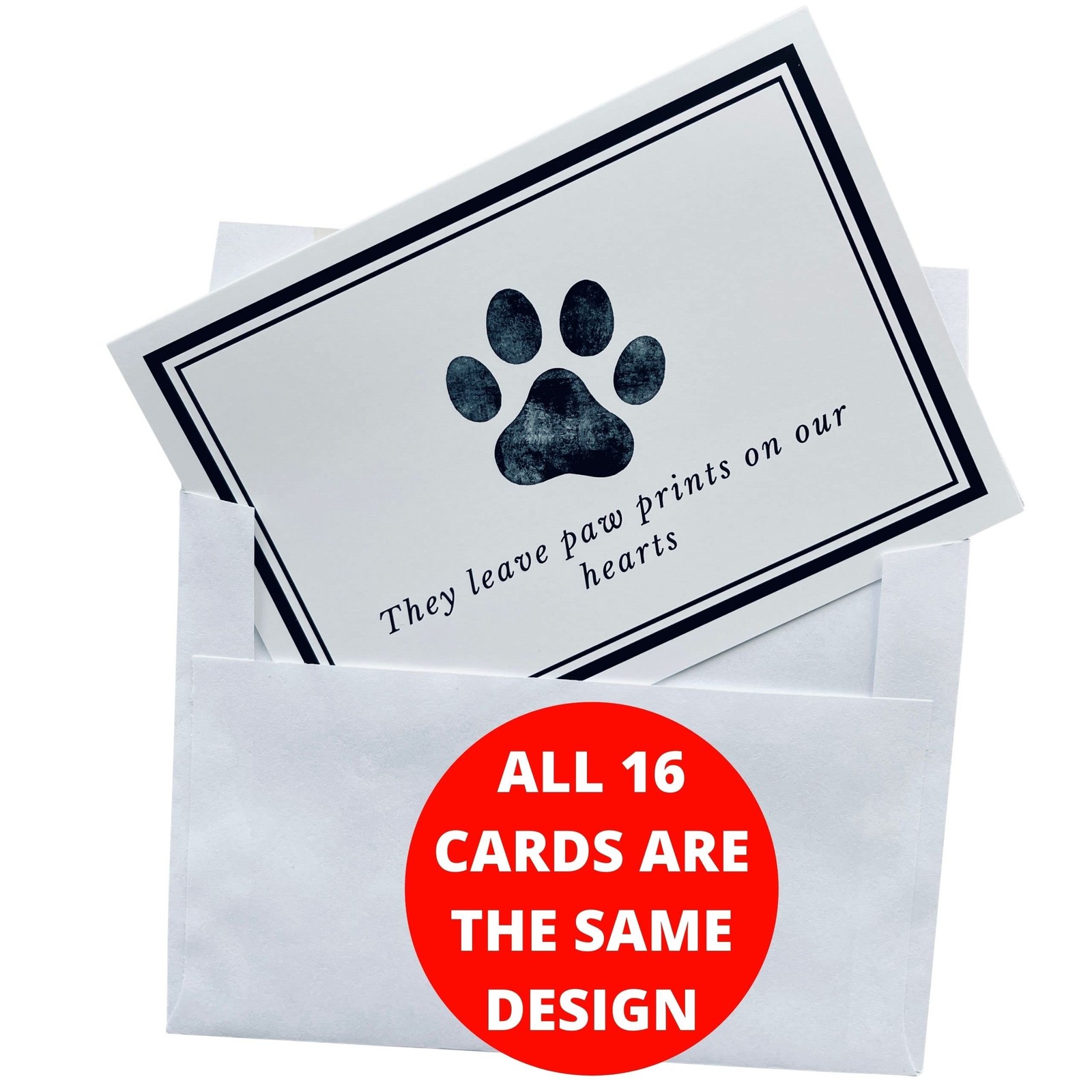 Pet Sympathy Cards for Dogs and Cats – 16 Paw Print Pet Sympathy Cards with E…