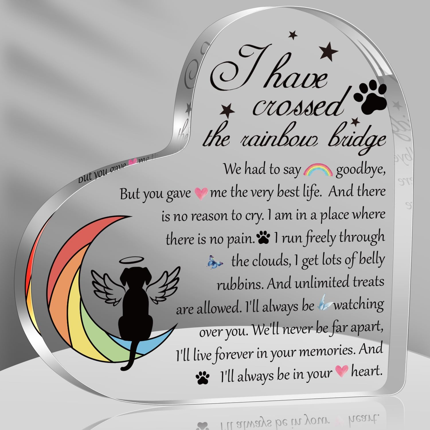 Pet Memorial Rainbow Bridge Acrylic Gifts for Women, Condolences Decor for Pet L