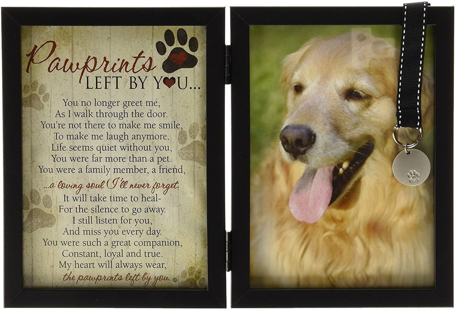 Pawprints Pet Memorial Frame with Pawprints Left by You Poem- Touching Dog Sy…
