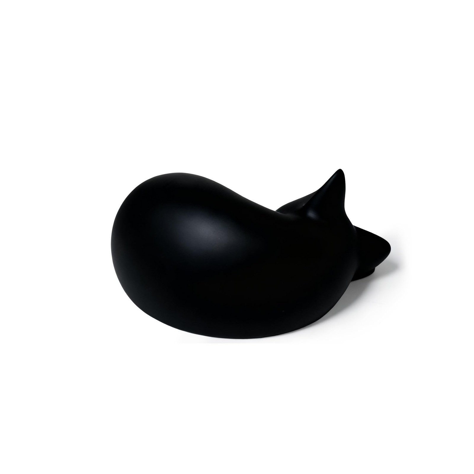 Sleeping Cat Urn for Ashes with Paw Print Kit, Capacity 0.5L, Carefully Black