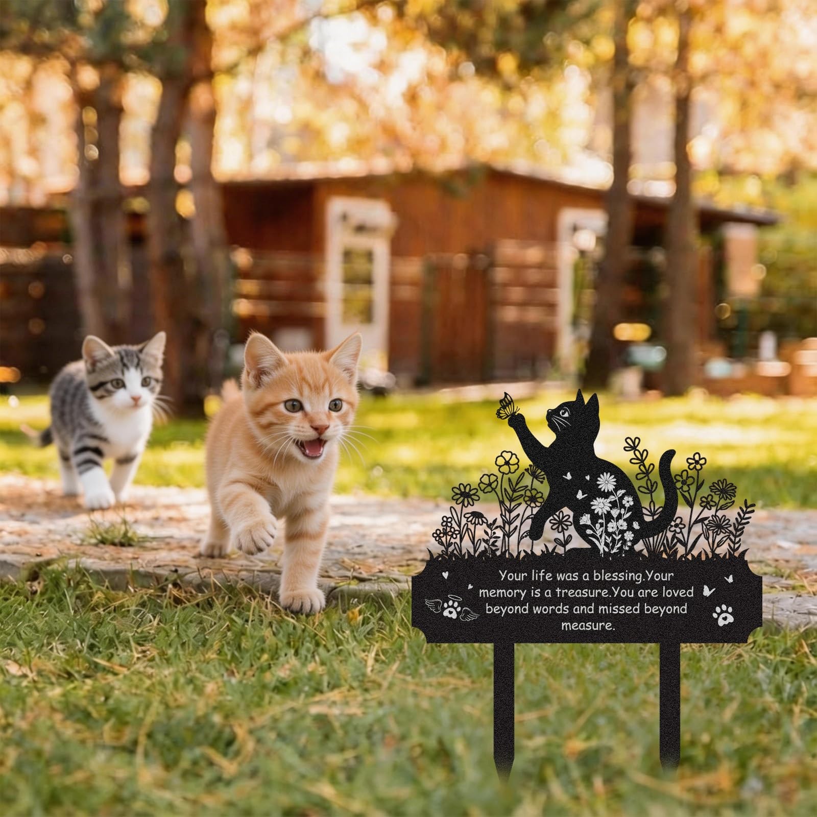 Pet Grave Markers Cat – Memorial Cemetery Decorations for Grave Waterproof Re…