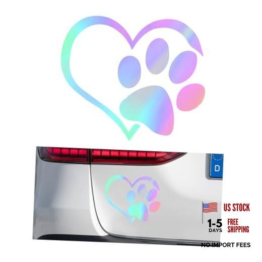 Yourkar Pet Dog Paw Print Sticker, Love Heart Dog Paw Stamped Colorful