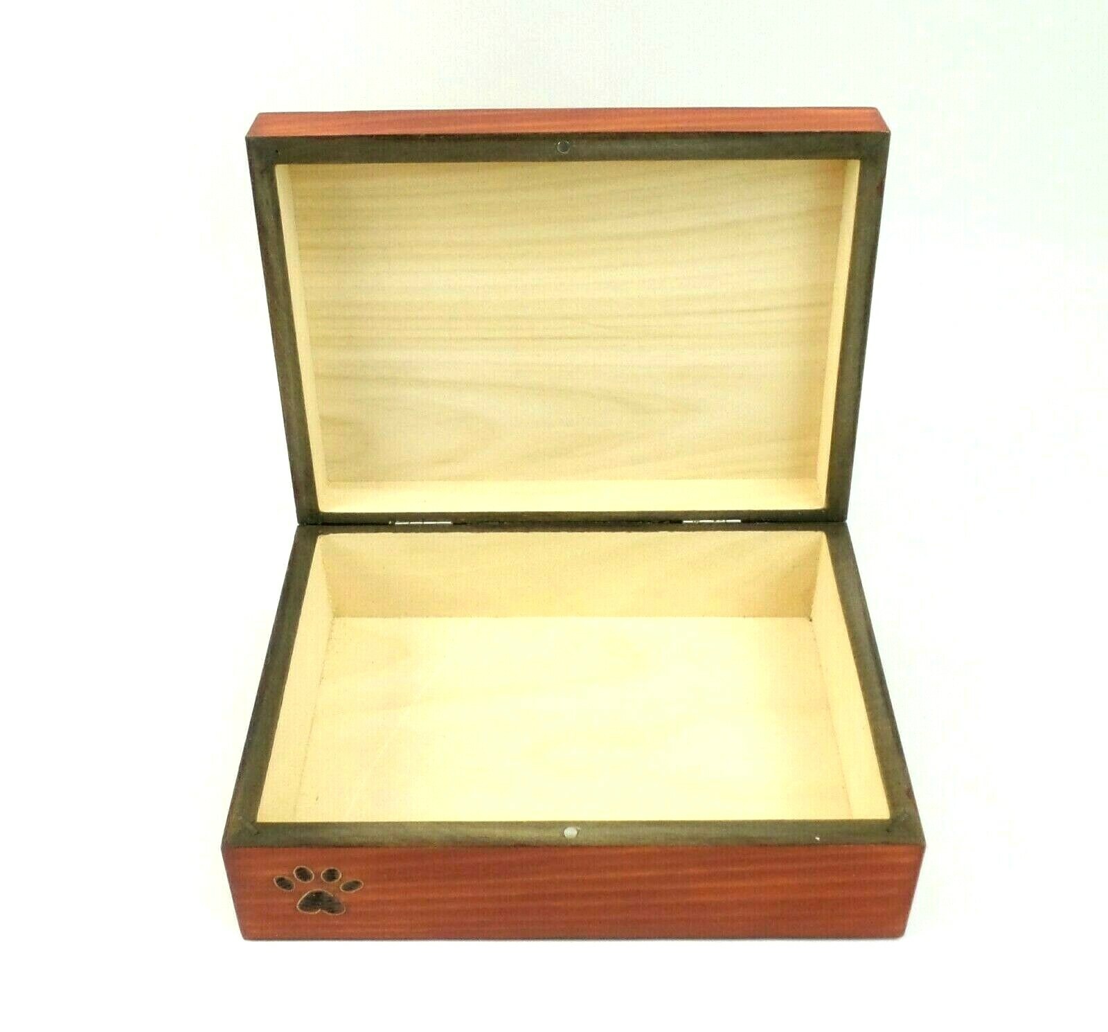 Large Pet Cremation Urn Inlay Paw Print Wood Box Cat Dog Ashes Memorial Chest