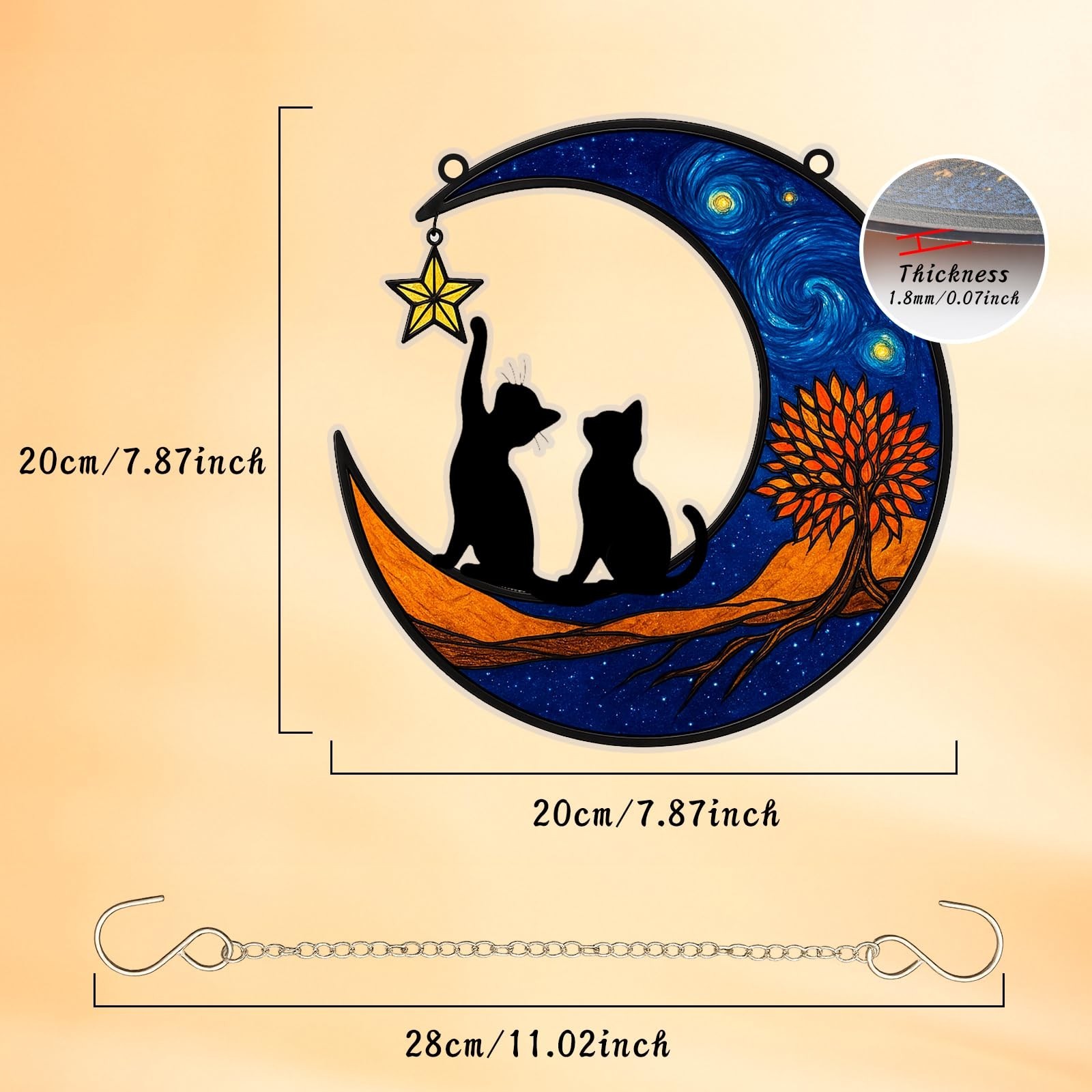 Geili 7.87″ Cat Loss Sympathy Gift for Women,Acrylic Life Tree Design Pet Los…