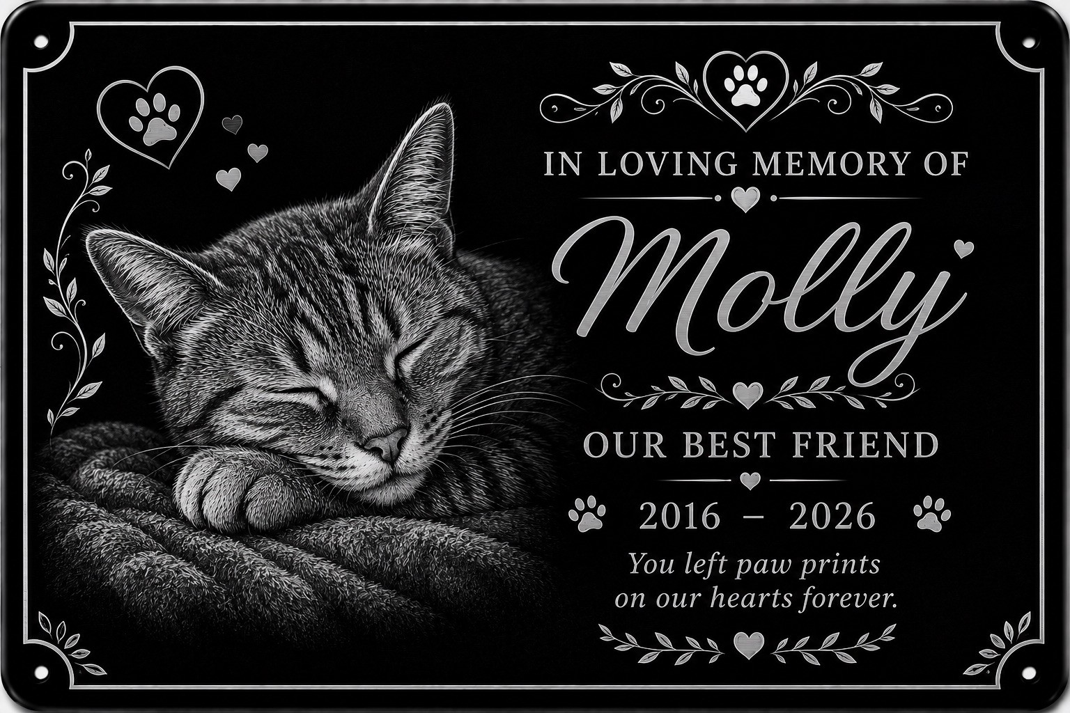 Personalised Pet Memorial Plaque Custom Photo Engraved Aluminium Dog Cat Horse