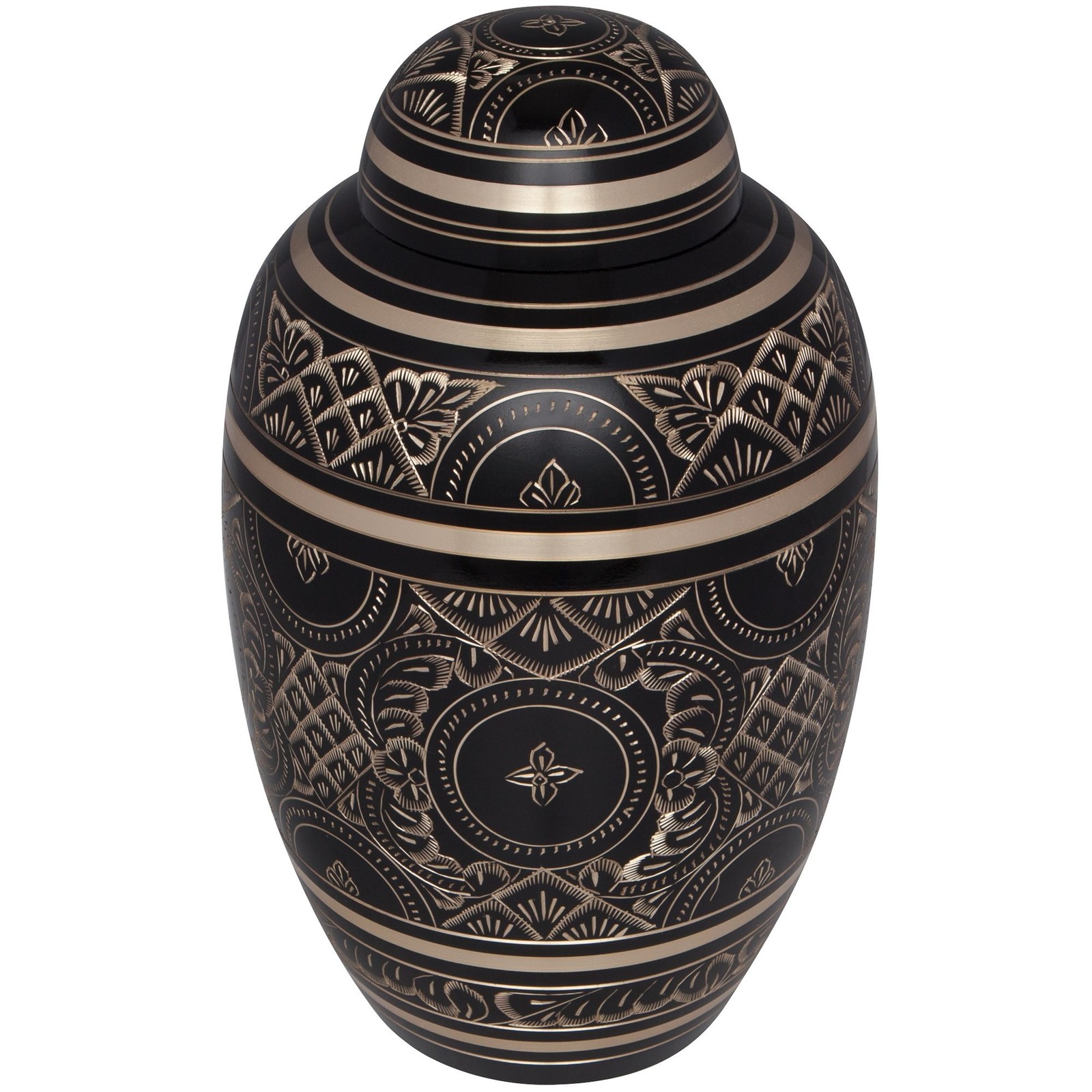 Black Cremation Urn for Human Ashes with Gold Engraving – Hand Made in Brass …