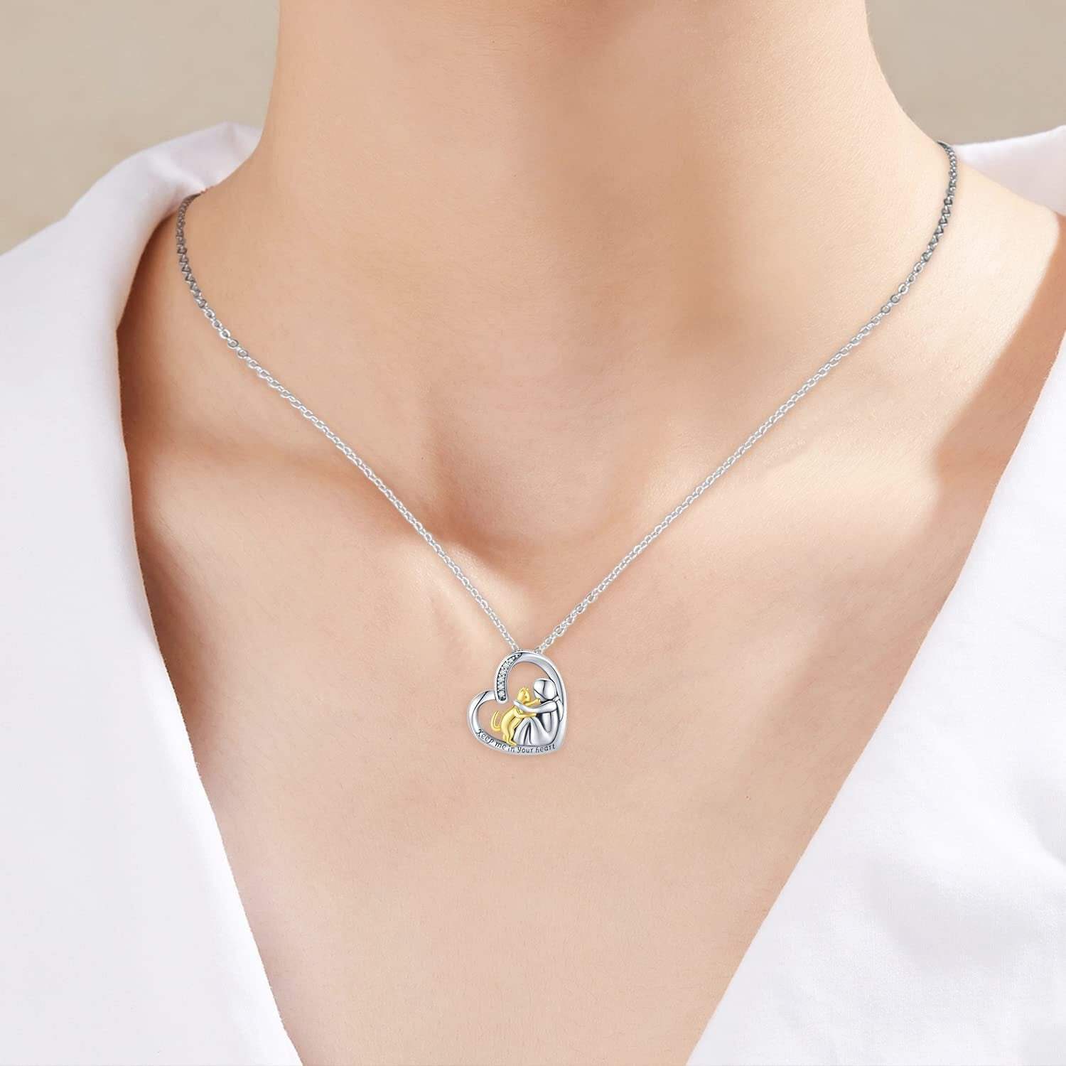 Cat Urn Heart Cremation Jewelry Keepsake Memorial Necklace for Women Keep Me in