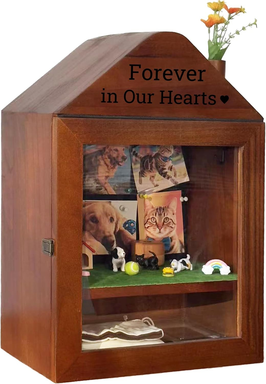Handmade Pet Ashes Cabin Home, Pet Urn for Dogs,Cats,Birds,Rabbits,Shadow Box fo
