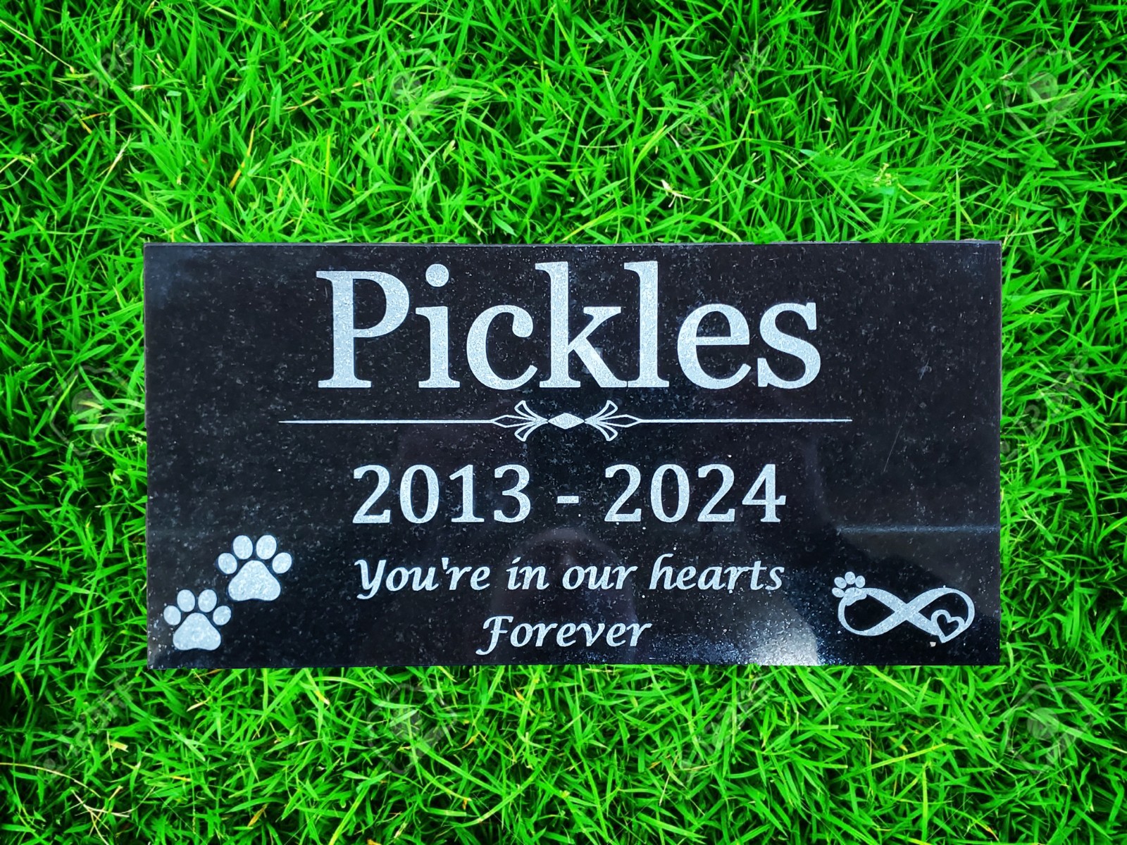 6×12 Solid black polished granite pet memorial gravestone marker tombstone t1