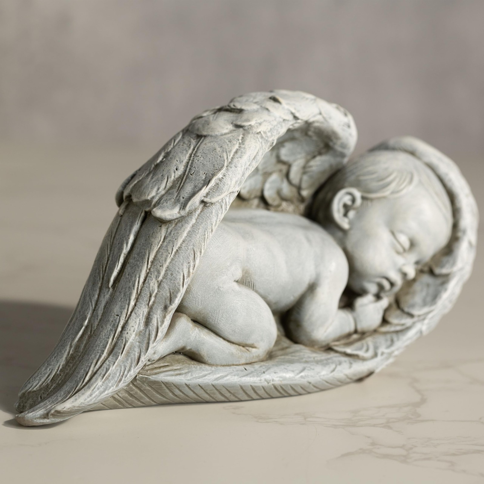 8″ Sleeping Angel in Wings Statue-Guardian Angel Baby Statue,Resin Memorial G…