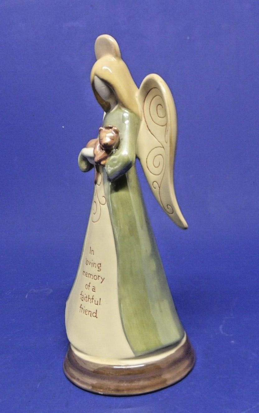 Pet Cat Memorial Angel Figurine “In Loving Memory Of A Faithful Friend” 9.5″
