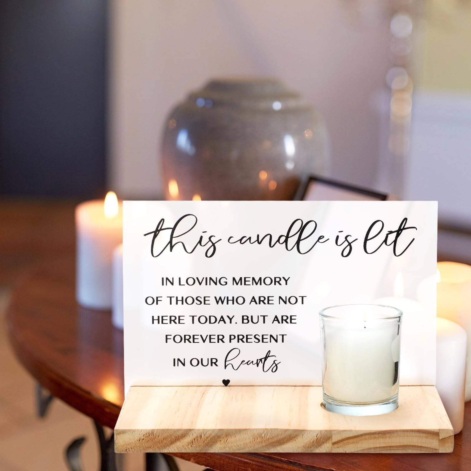 3 Pcs Sympathy Gifts Memorial Candle Acrylic and Wooden In Loving Memory Wedd…