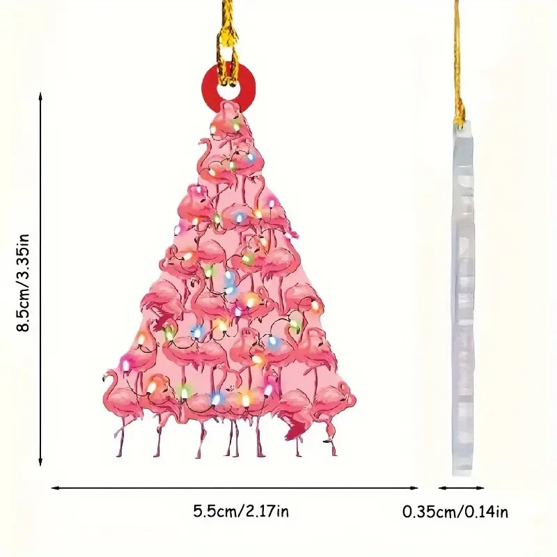 Cute Christmas Flamingo Tree Acrylic Hanging Ornament