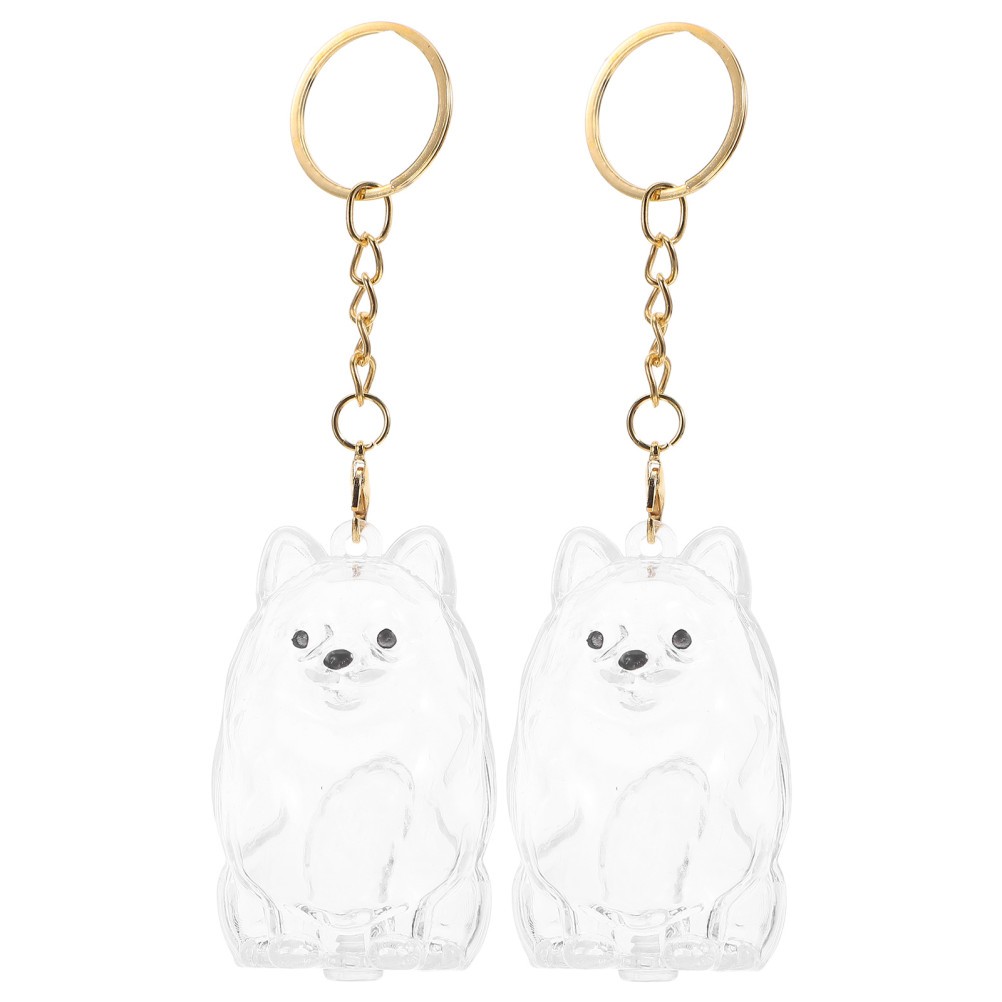 2 Pcs Dog Memorial Keychain Clear Plastic Pet Hair Collector Keyring Charms