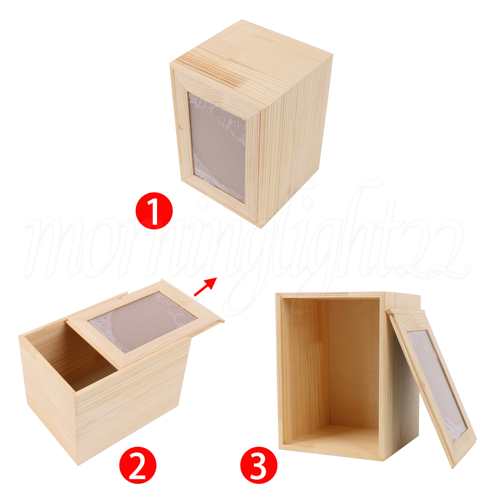 Animal Urns for Ashes Memorial Box 6.3 x 6.3 x 8.66 Inch Natural Wooden Color
