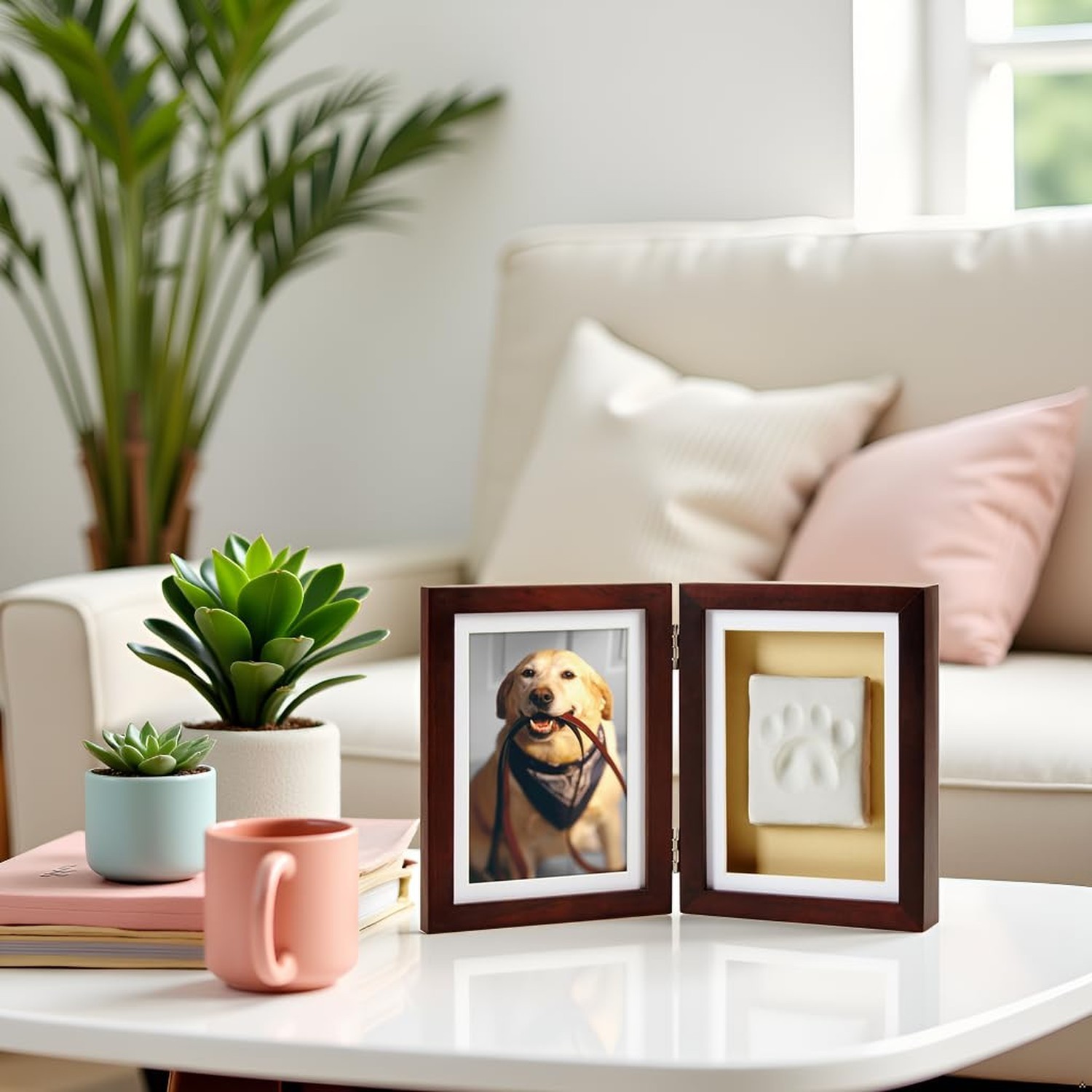 Pearhead Pet Paw Print Memorial Frame with Clay Imprint Kit, Dog & Cat Pawpri…