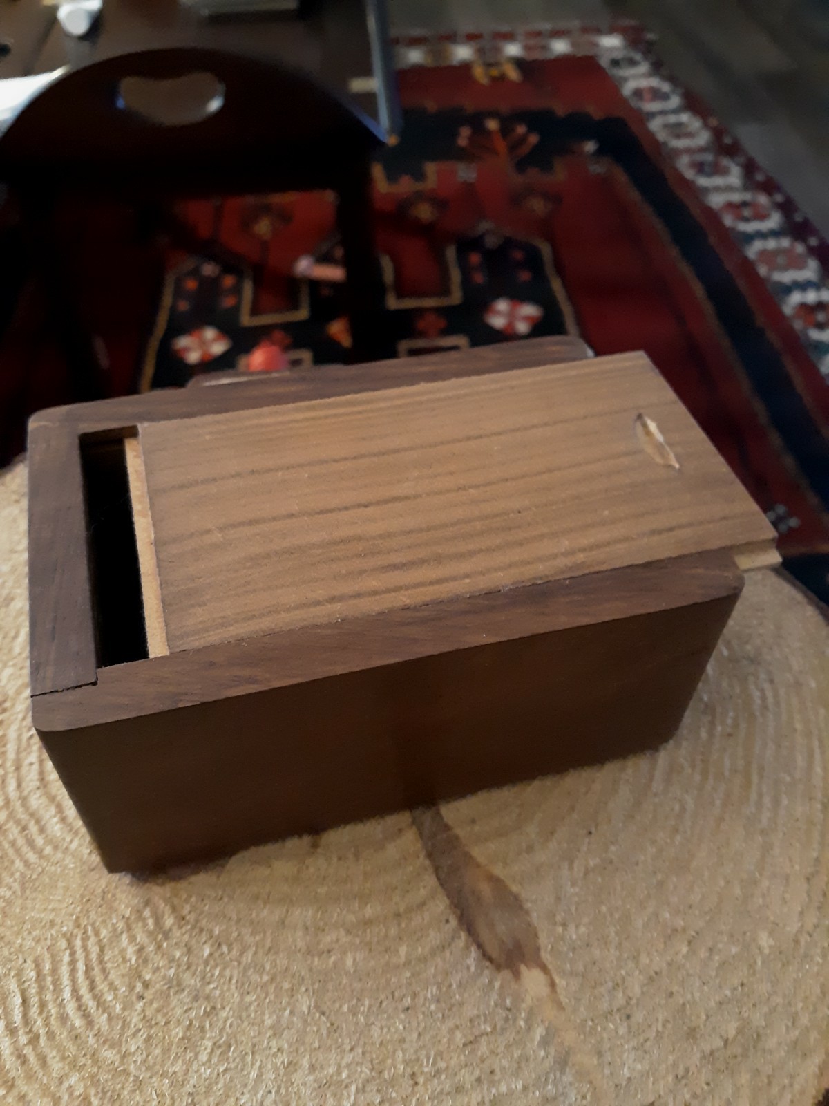 Pet Ash Holder Hand Carved Tree Of Life Wooden Box W Base Slide Opening
