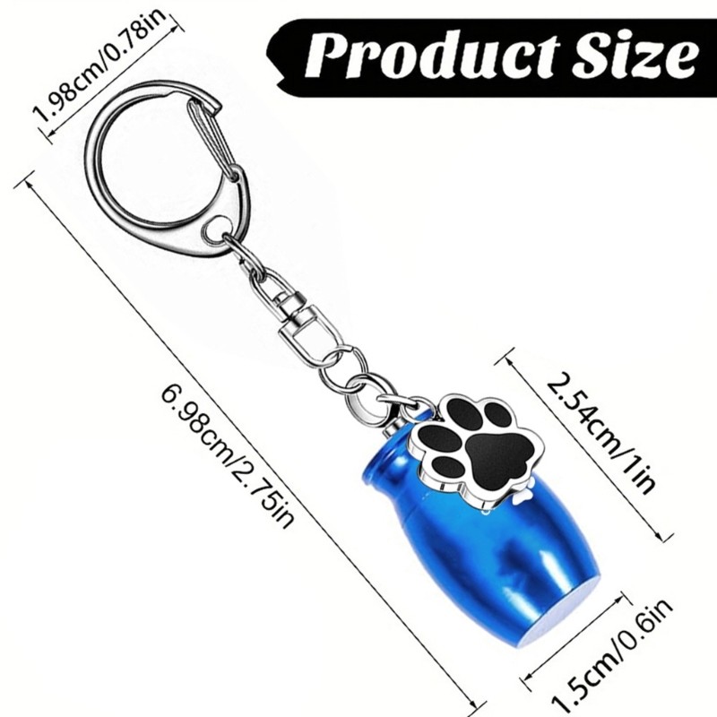 3PCS Urn Keychain Jewelry Dog Ashes Container Metal Pet Memorial Charm