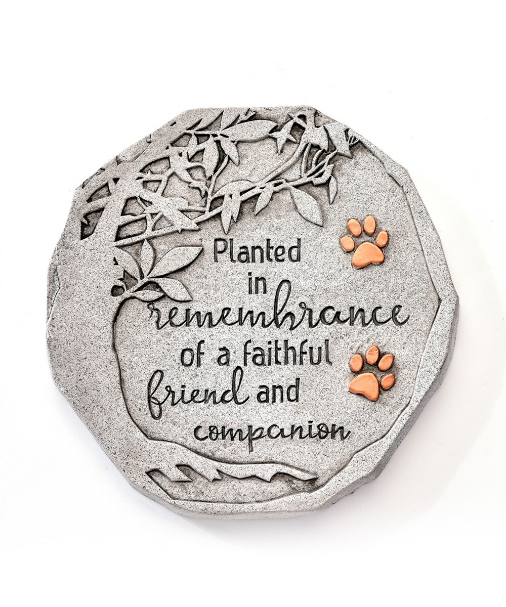 Pet Memorial Plaque with Sentiment Footprints Round Cement Cat or Dog Tree