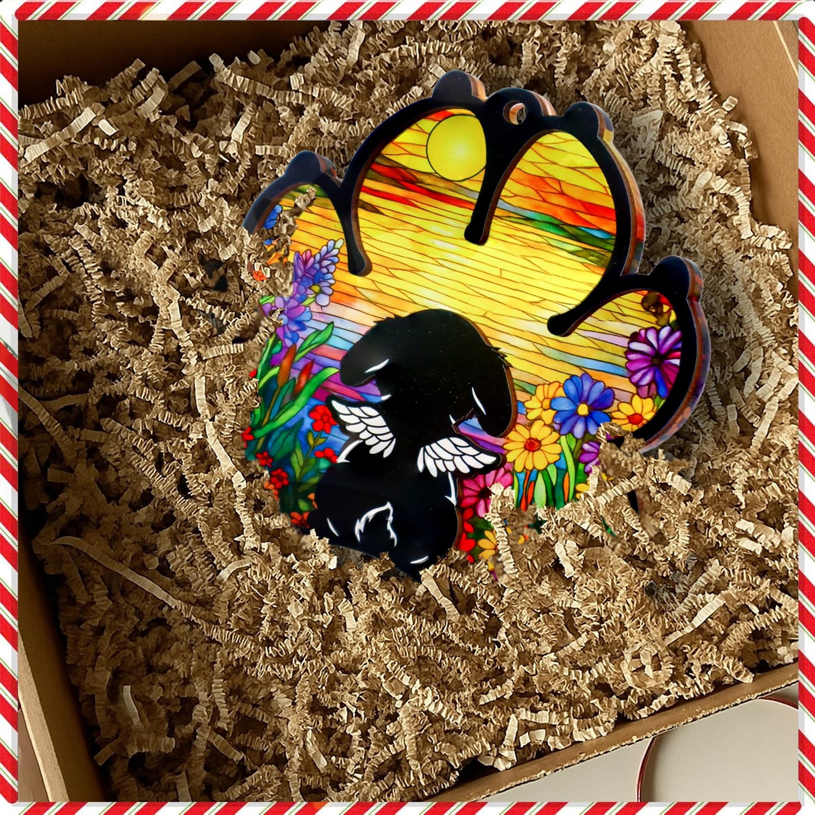 Dog Paw Memorial Ornament with Sympathy Card, Dog Memorial Suncatcher, Pet Re…