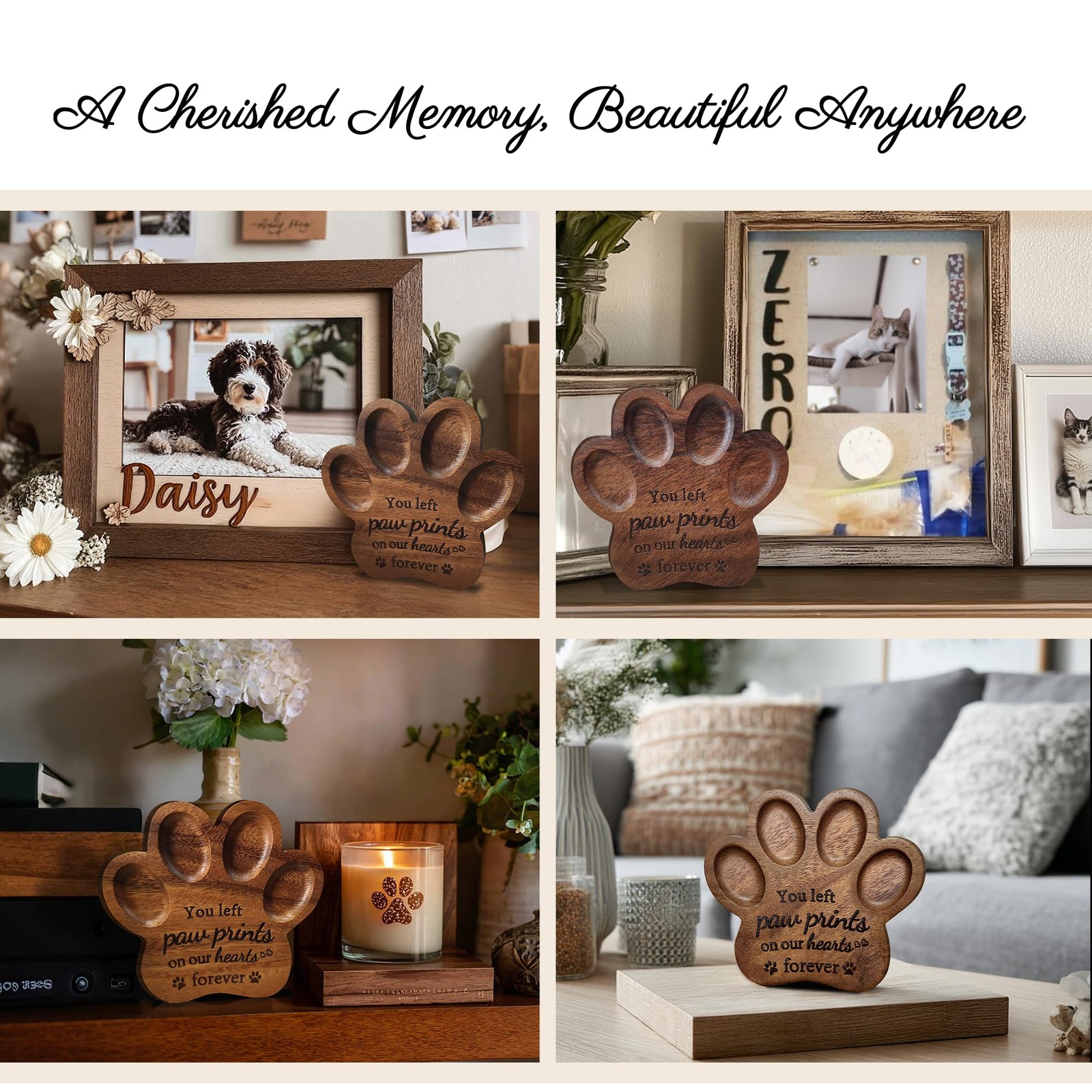 Skittypurr Dog Memorial Gift Set,Paw Print Shape Ornament to Multi-Color