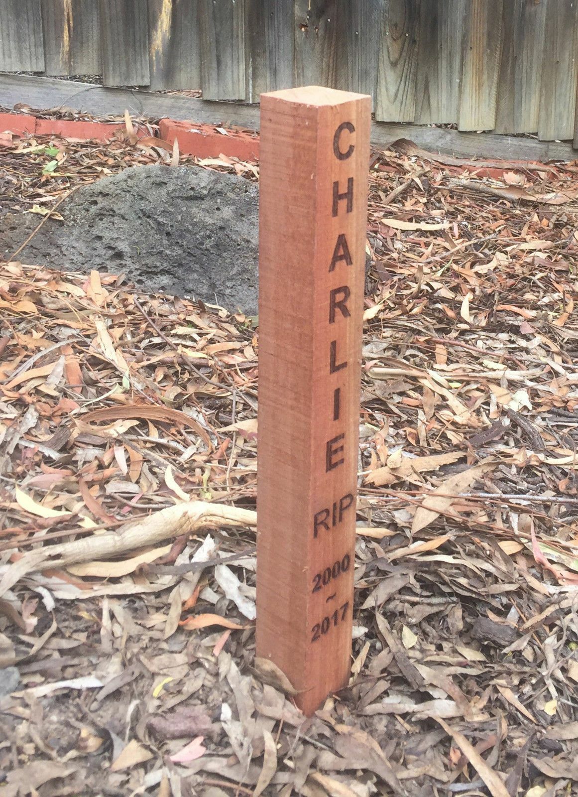 Pet Memorial Garden Stake Hardwood outdoor memorial personalised engraved