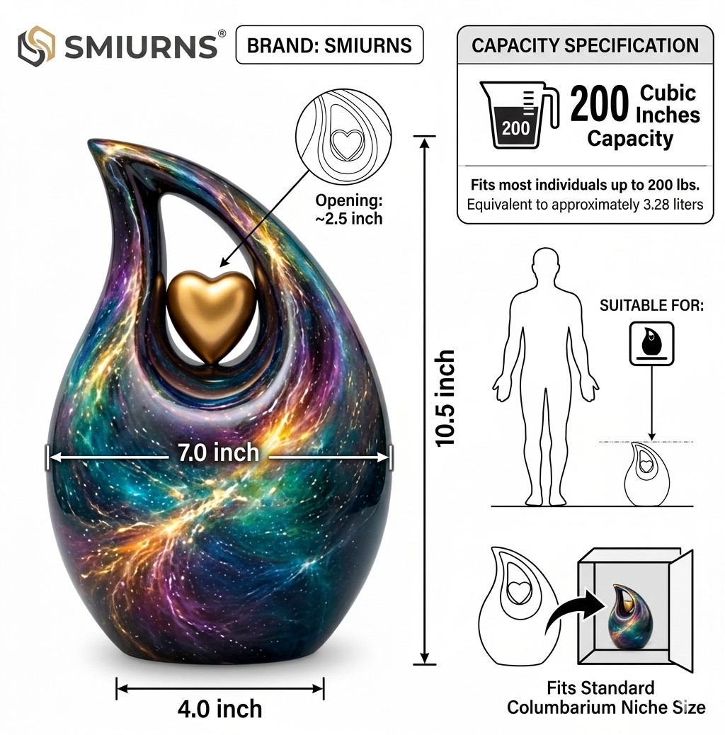 Galaxy Nebula Teardrop Cremation Urn Adult Human Ashes Urns for Your Love Ones