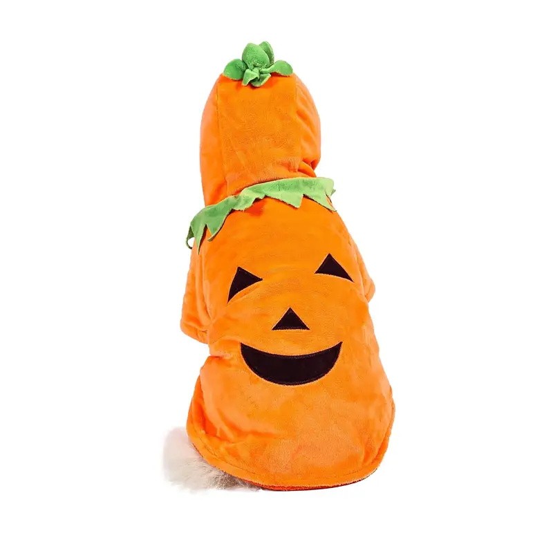 Dog Hoodie Cute Funny Halloween Style Pumpkin Cosplay Costume Warm Puppy Fleece