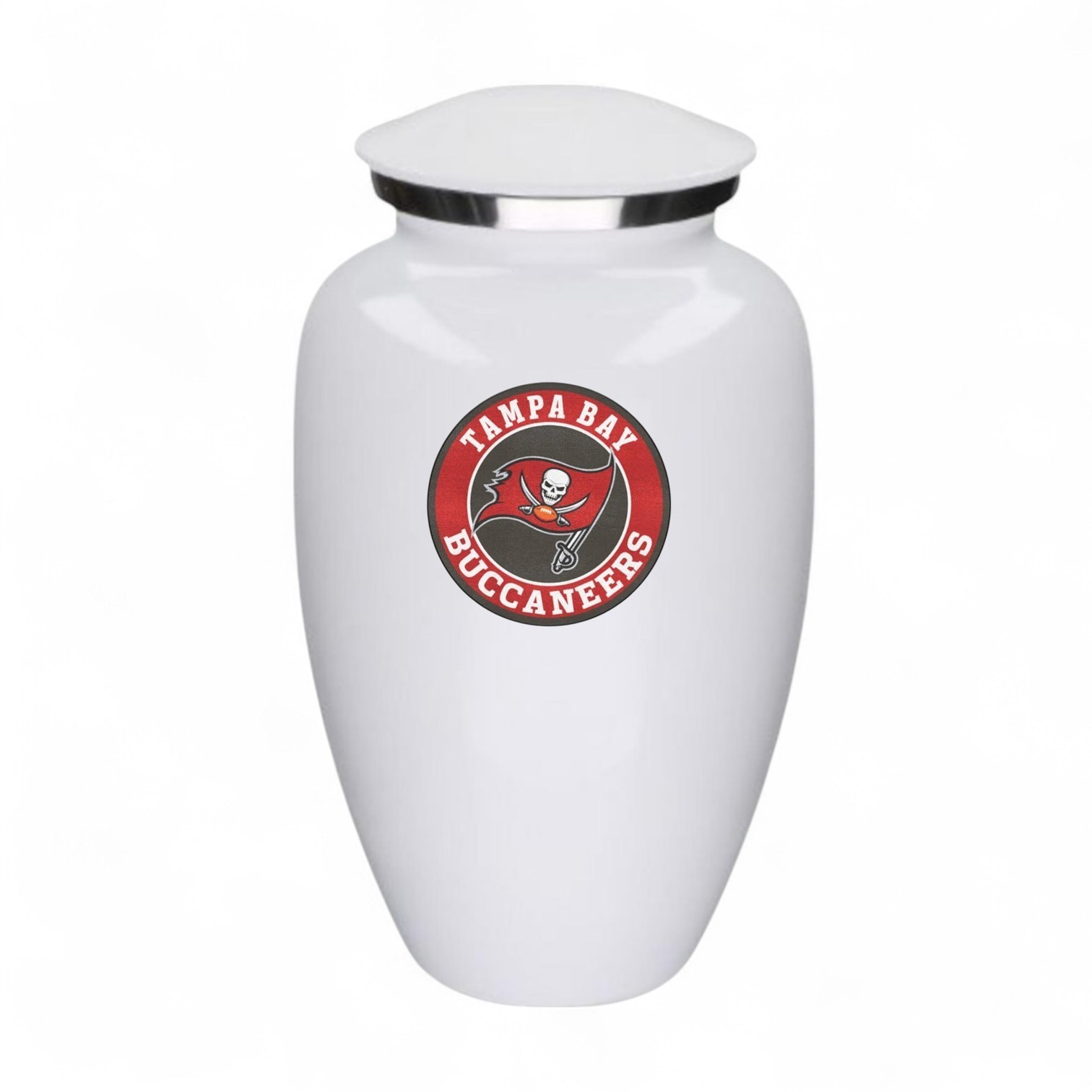 Tampa Bay Football Theme Large Aluminum Cremation Urn Adult Human Ashes w/Bag