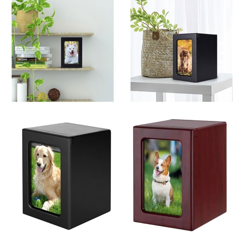 Cats Dogs Pet Ashes Single Box Solid Can Place Photos Commemorative Box