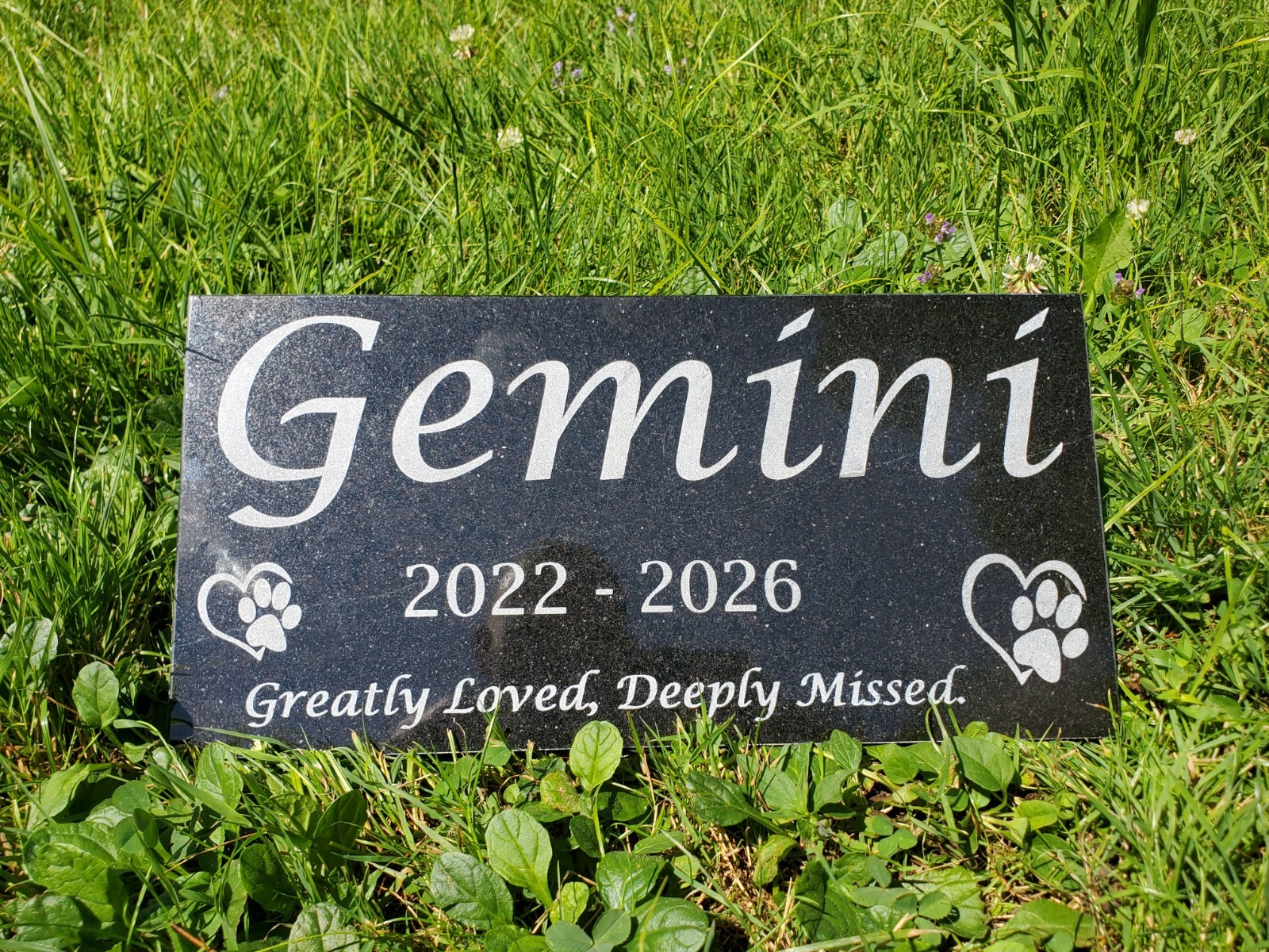 Grave Marker Headstone Garden Pet Loss Memorial Burial Stone Granite Plaque t26