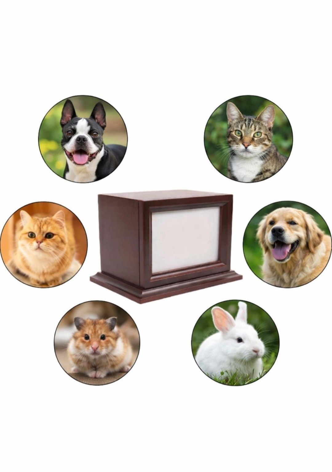 Wooden Pet Photo Urn—Memorial Keepsake Dogs Cats Small Pets
