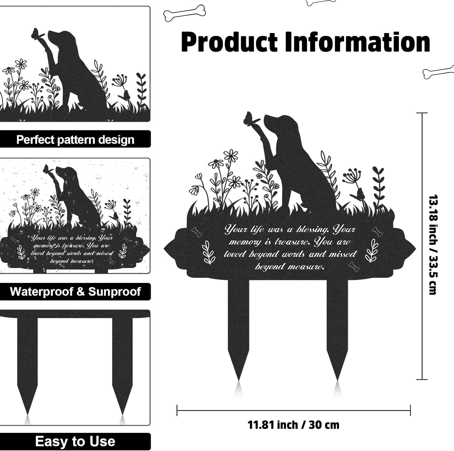 Rngmsi Memorial Pet Grave Markers, Metal Dog Markers Garden Grave Decorations
