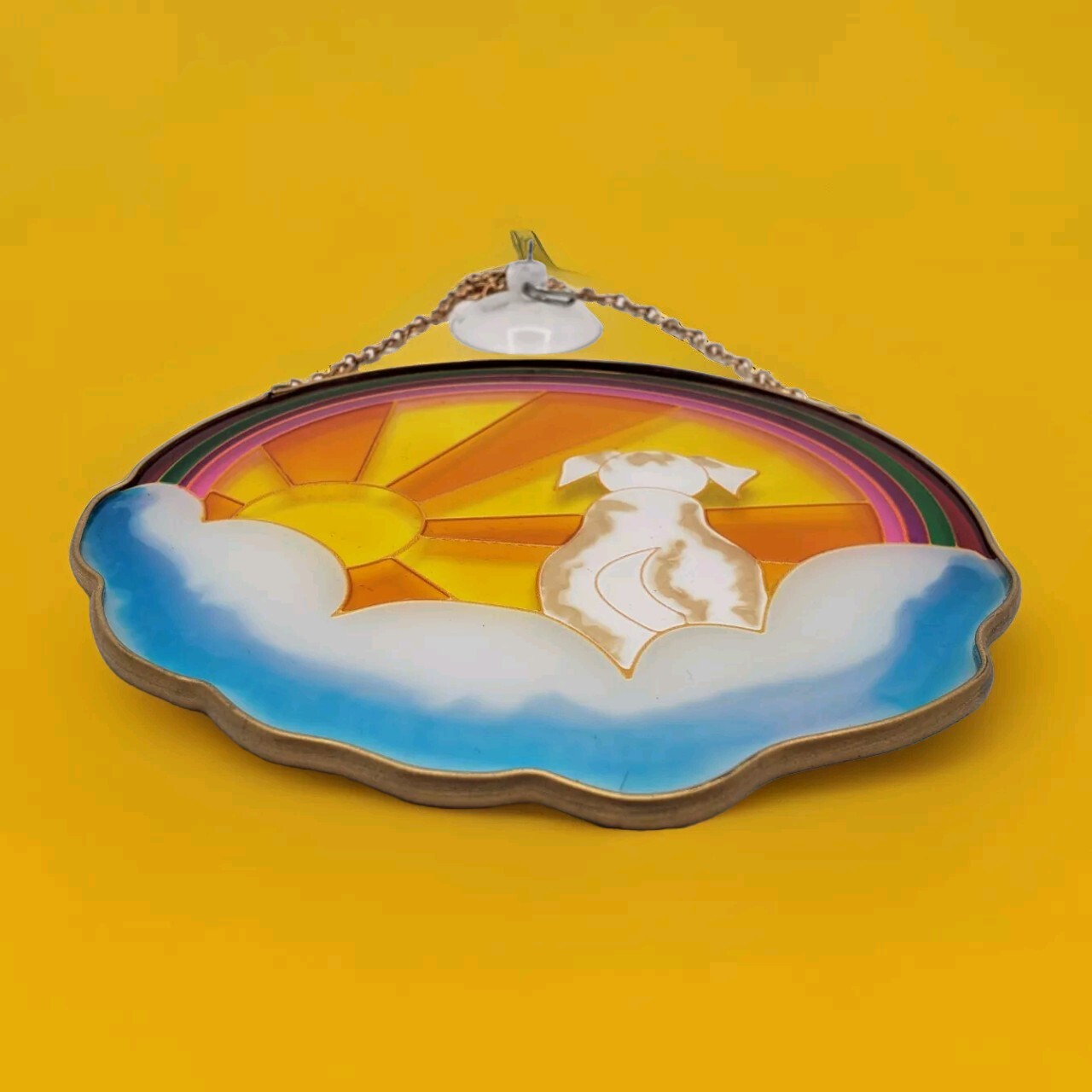 Memorial Gift for Loss of Dog, Stained Glass Round Rainbow Bridge Dog Sympathy