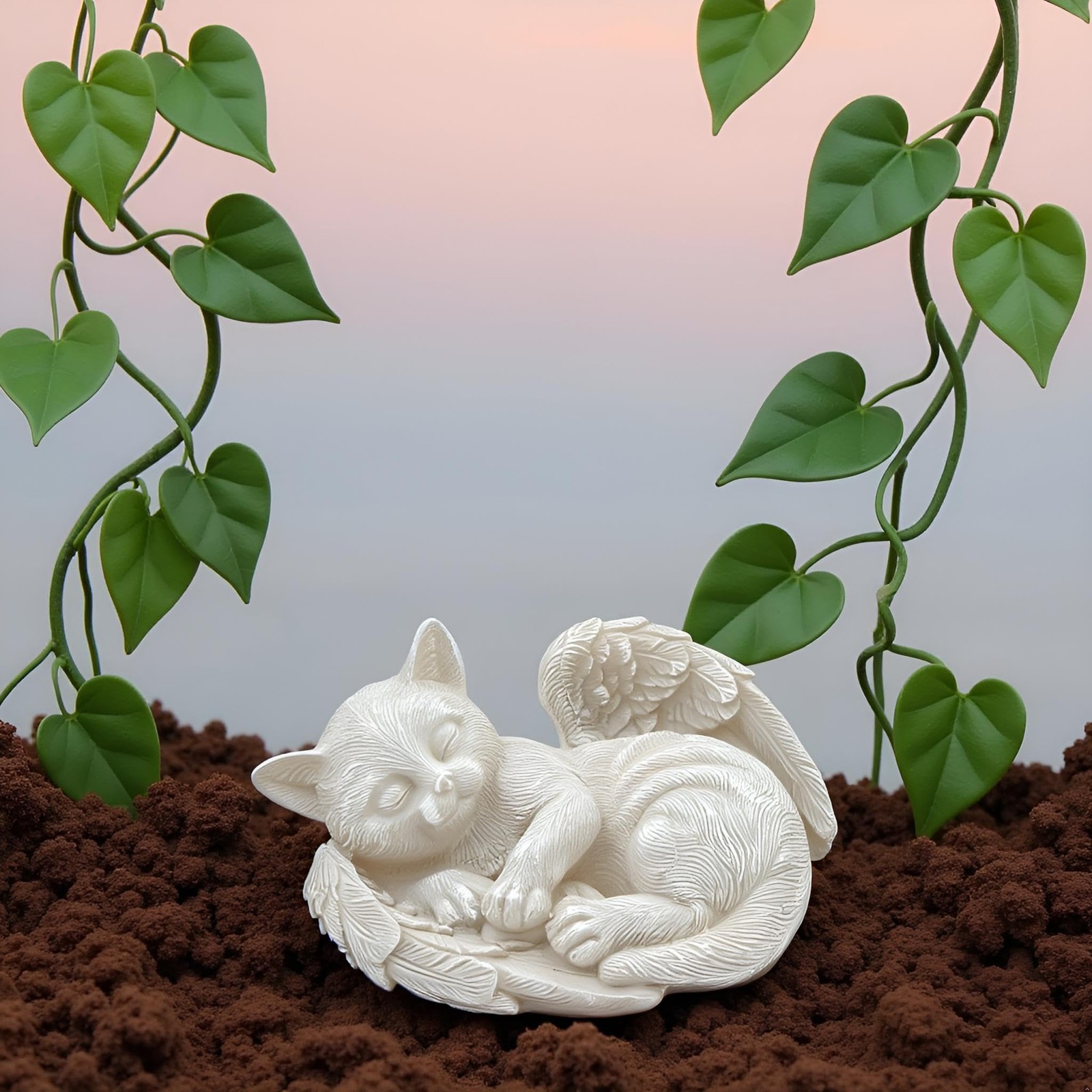 Small Cat Memorial Stone Commemorates Our Lost Fur Baby,Peaceful Sleeping Ang…