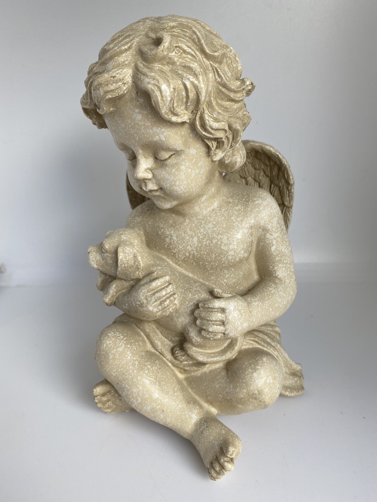 DOG MEMORIAL STATUE DOG PUPPY WITH WINGS PLAQUE ORNAMENT
